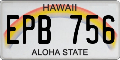 HI license plate EPB756