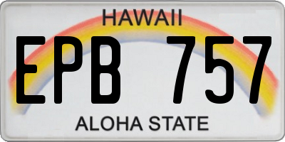 HI license plate EPB757