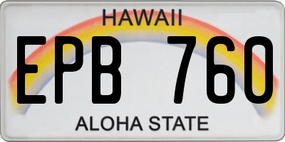 HI license plate EPB760