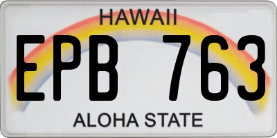 HI license plate EPB763