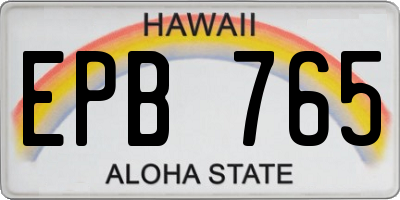 HI license plate EPB765
