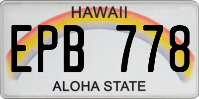 HI license plate EPB778