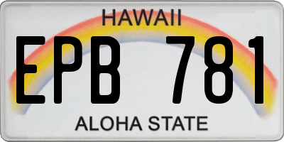 HI license plate EPB781