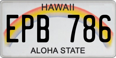 HI license plate EPB786