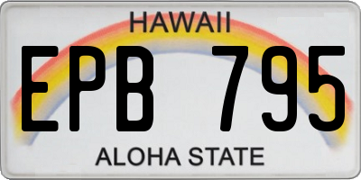 HI license plate EPB795