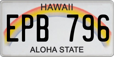 HI license plate EPB796