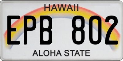 HI license plate EPB802