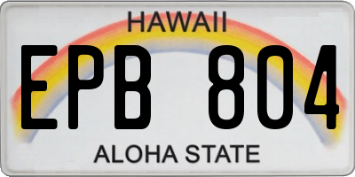HI license plate EPB804