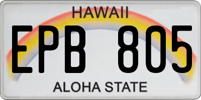 HI license plate EPB805