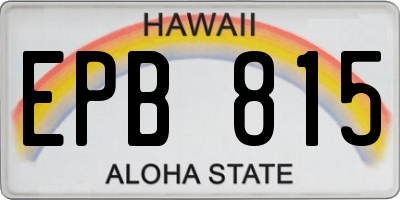HI license plate EPB815