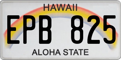 HI license plate EPB825