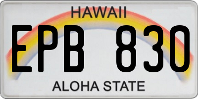 HI license plate EPB830