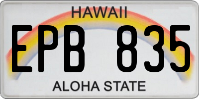 HI license plate EPB835