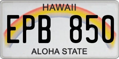 HI license plate EPB850