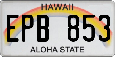 HI license plate EPB853