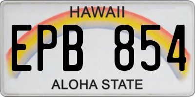 HI license plate EPB854