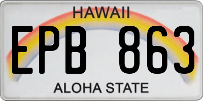 HI license plate EPB863