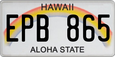 HI license plate EPB865
