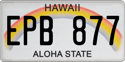 HI license plate EPB877