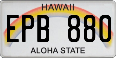 HI license plate EPB880