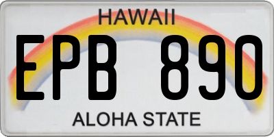 HI license plate EPB890