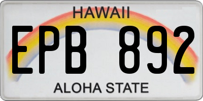 HI license plate EPB892