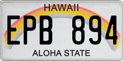 HI license plate EPB894