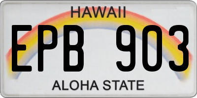 HI license plate EPB903