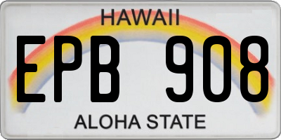 HI license plate EPB908
