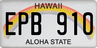 HI license plate EPB910