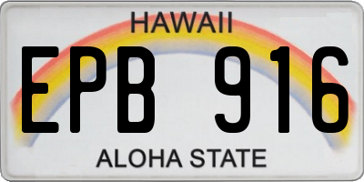 HI license plate EPB916