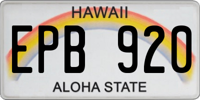 HI license plate EPB920