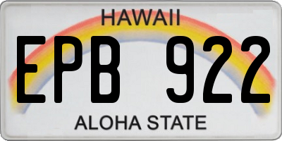 HI license plate EPB922
