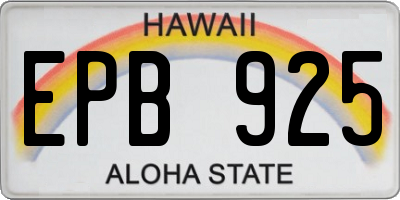 HI license plate EPB925