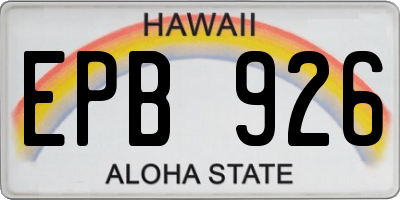 HI license plate EPB926