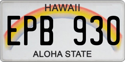 HI license plate EPB930