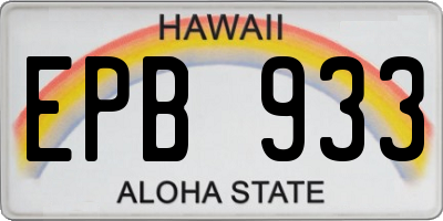 HI license plate EPB933