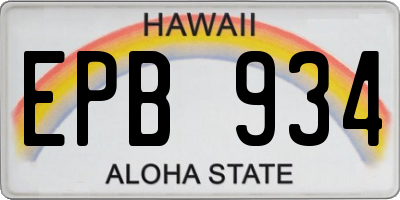 HI license plate EPB934