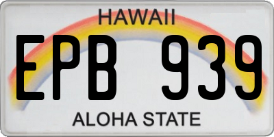 HI license plate EPB939