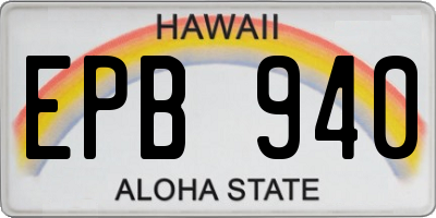 HI license plate EPB940