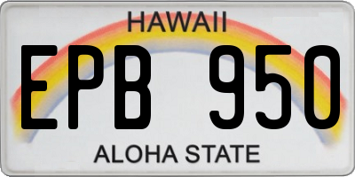 HI license plate EPB950