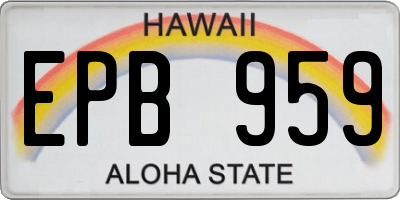 HI license plate EPB959