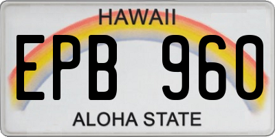 HI license plate EPB960
