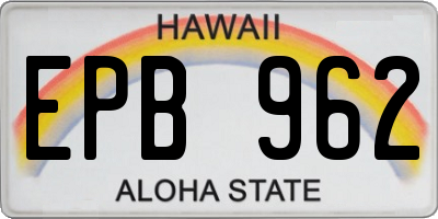 HI license plate EPB962