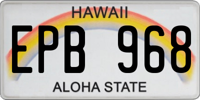 HI license plate EPB968
