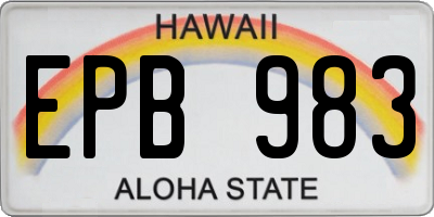 HI license plate EPB983