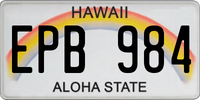 HI license plate EPB984