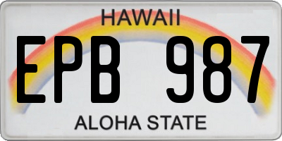 HI license plate EPB987