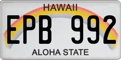 HI license plate EPB992