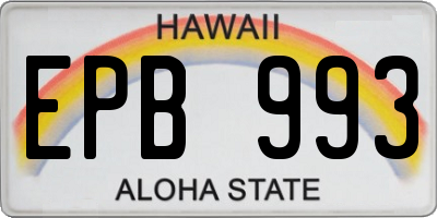 HI license plate EPB993